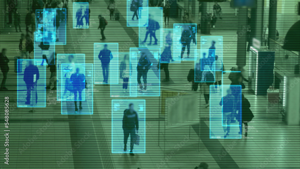 Scanning the crowd of people walking at the railway station ...