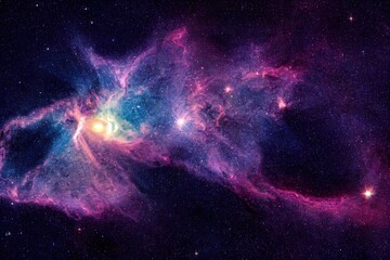 Wall Mural - Galaxy. Nebula. AI generated art illustration.	