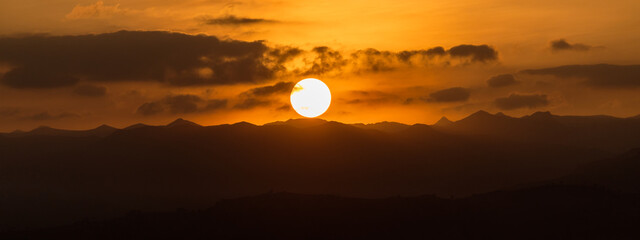 Wall Mural - Panoramic sunset, magical colors of a sunset