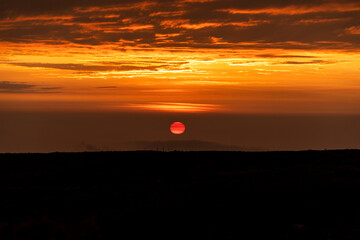 Wall Mural - Panoramic sunset, magical colors of a sunset