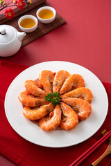 Wall Mural - Delicious shrimp soaked in Chinese wine for lunar new year's dishes.