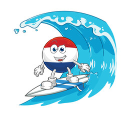 Wall Mural - Netherlands surfing character. cartoon mascot vector