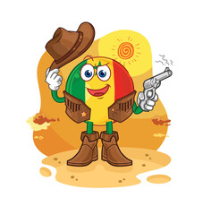 Wall Mural - senegal cowboy with gun character vector