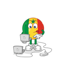 Canvas Print - senegal with laptop mascot. cartoon vector