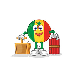 Sticker - senegal holding dynamite detonator. cartoon mascot vector