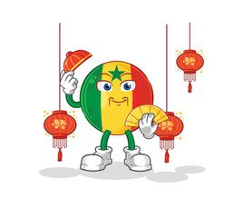 Sticker - senegal Chinese with lanterns illustration. character vector