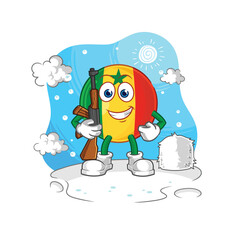Wall Mural - senegal soldier in winter. character mascot vector