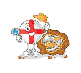 Sticker - england archaeologists with fossils mascot. cartoon vector