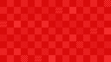 色々な和柄の赤い市松模様の横長背景