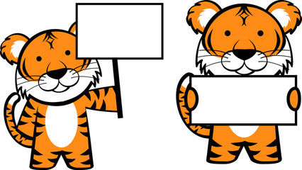 Wall Mural - cute chibi tiger cartoon expressions set illustration in vector format