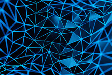 3d Illustration  Rows Of    Blue   Triangles  .Geometric Background,  Pattern.