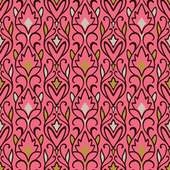  Japanese Curl Flower Motif Vector Seamless Pattern