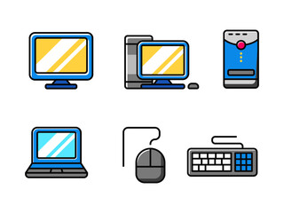 Wall Mural - set of computer icons with colorful design isolated on white background. simple computer vector illu