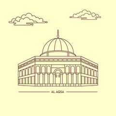 Wall Mural - al aqsa mosque line art design style 