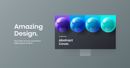 Minimalistic landing page design vector layout. Isolated computer display mockup website screen concept.