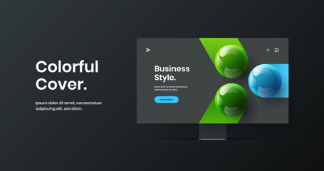 Wall Mural - minimalistic monitor mockup landing page layout. colorful website design vector illustration.