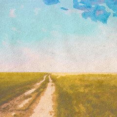 Wall Mural - in the fields, old retro background