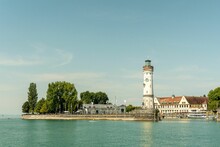 Aerial View Of Lighthouse Surrounded By Buildings In Lindau