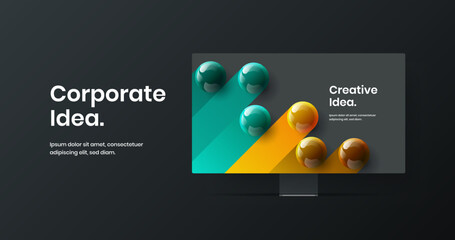 Unique computer monitor mockup website layout. Simple landing page design vector illustration.