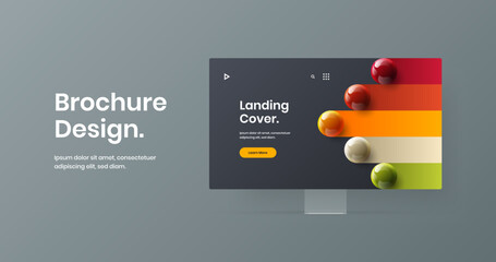 Creative desktop mockup web project layout. Premium site screen design vector concept.