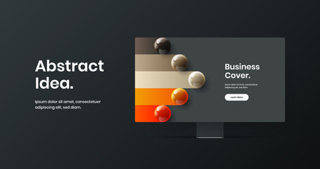 Clean landing page design vector template. Simple computer display mockup site screen illustration.