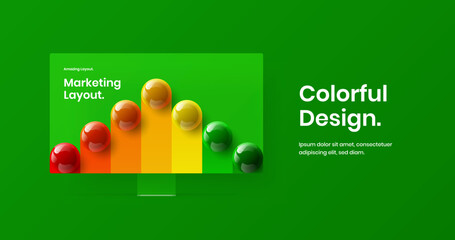 Modern landing page design vector illustration. Colorful computer monitor mockup banner template.