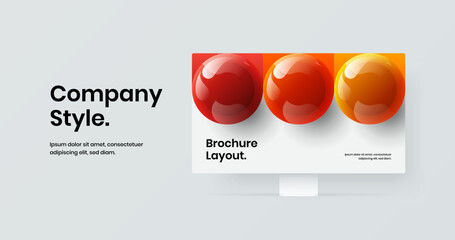 Creative landing page design vector concept. Bright computer display mockup presentation illustration.
