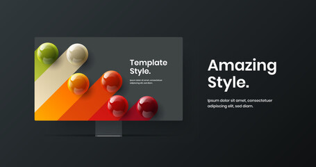 Bright landing page design vector illustration. Minimalistic computer monitor mockup banner template.