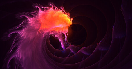 3D rendering abstract multicolor technology fractal light background