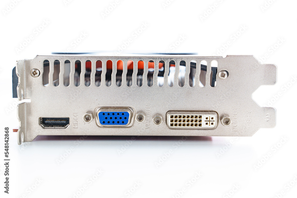 side view. Video card on a white background. A display card, graphics ...