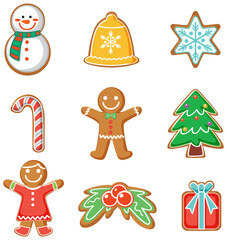 Wall Mural - Christmas gingerbread cookies collection