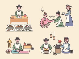 Wall Mural - Doctors and nurses in Joseon, the former country of Korea. Doctors and nurses are preparing medicine and treating patients.