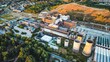 Aerial view of a big factory buildings