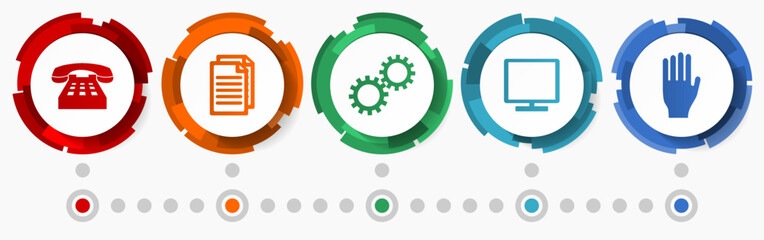 Poster - Technology vector icon set, flat design buttons, infographic template