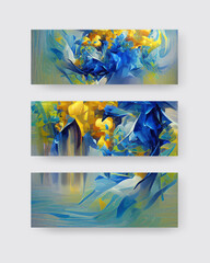 Abstract backgrounds set modern futuristic graphic. Yellow, Blue chaotic background.