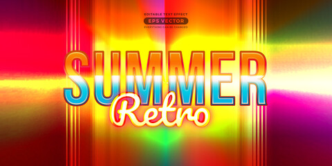 Wall Mural - Summer retro editable text effect style with theme vibrant neon light concept for trendy flyer, poster and banner template promotion