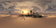 Oasis at sunset in a sandy desert. Environment map. HDRI . equidistant projection. Spherical panorama. panorama 360.
3d rendering