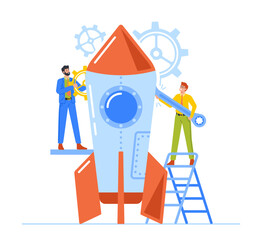 Wall Mural - Businesspeople Launching Business Project Startup. Financial Idea Realization and Success. Creative Business Team