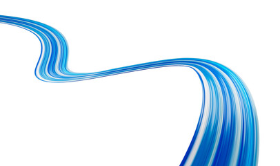 Abstract 3d twisted blue flow liquid shape. Acrylic paint stroke. Modern design 3d illustration
