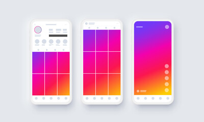 Instagram Reels Stories Feed Template for Social Media App Screen Interface