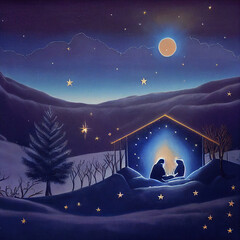 Wall Mural - Nativity scene, christian Christmas