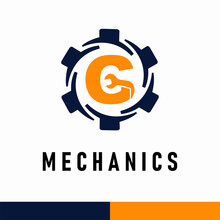 Initial G Letter with Gear and Wrench symbol for mechanic automotive repair business service logo template