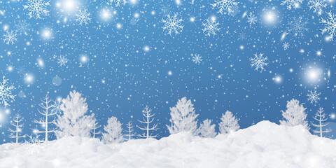 Wall Mural - christmas tree on snowdrift in the winter 3d render