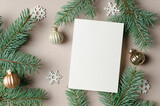 Fototapeta Nowy Jork - Christmas or New Year greeting card mockup with copy space