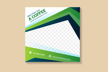 Wall Mural - social media template banner blog coffee sale promotion. fully editable square post frame puzzle org