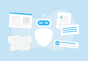 Wall Mural - ai writer, chatgpt content generator. artificial intelligence developing content for business, chatb
