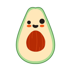 Poster - Avocado with Cute Smiling Face as Ketogenic Diet Food Vector Illustration