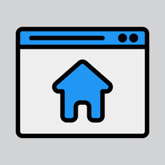 Wall Mural - Home page icon in filled line style about browser, use for website mobile app presentation