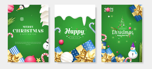 Wall Mural - Merry christmas time greeting cards poster banner background template