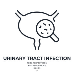 Urinary infection editable stroke outline icon isolated on white background flat vector illustration. Pixel perfect. 64 x 64.